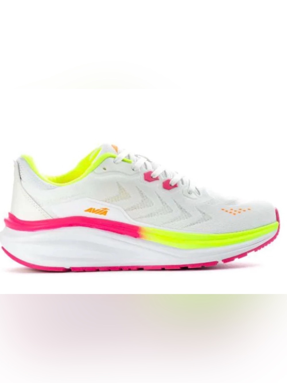 Avia White Running Sneakers with Neon Yellow and Hot Pink Accents - Picture 3 of 3